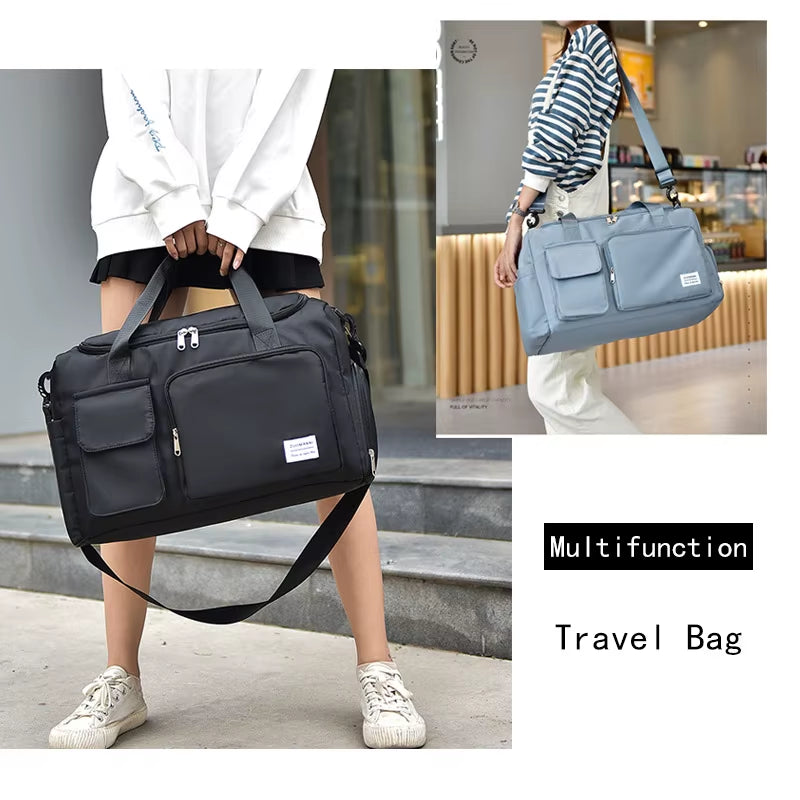 Travel Bag Duffle Handbag Women Shoulder Bag Large Capacity Shoe Compartment Waterproof Sports Fitness Bags Ladies Crossbody Bag