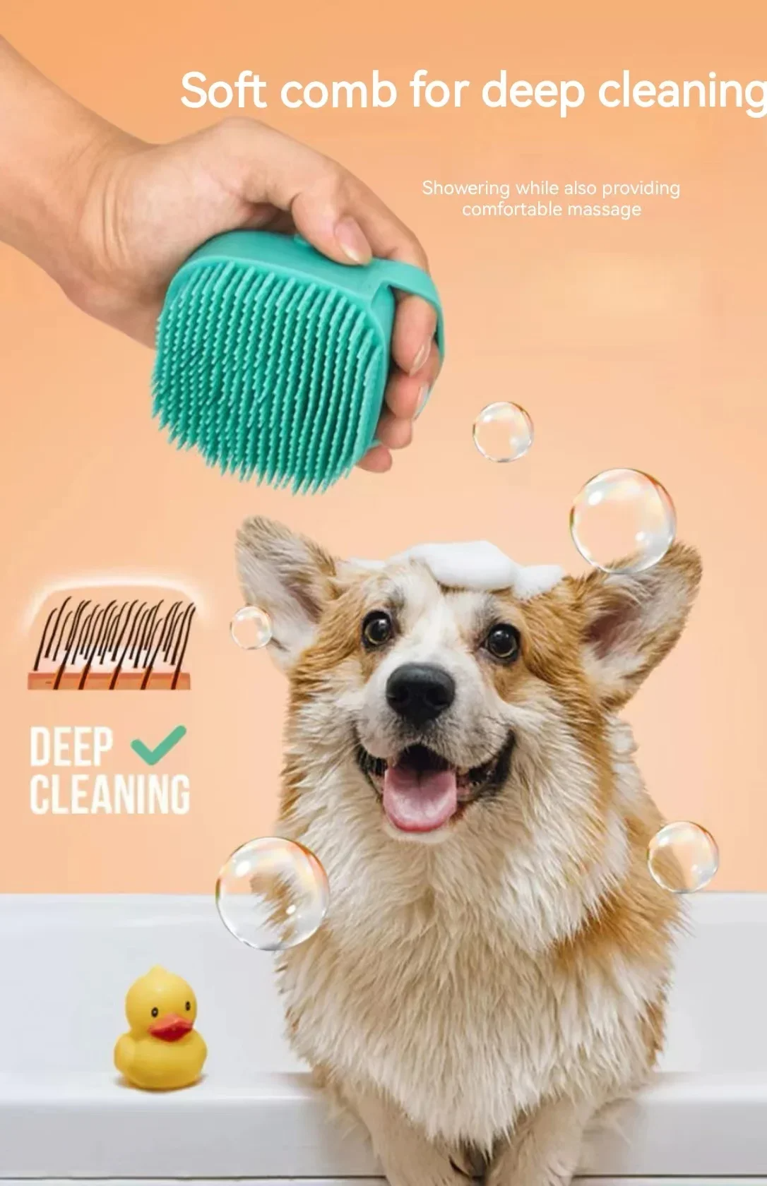 Pet Bathing Brush Soft Silicone Massager Shower Gel Bathing Dog Grooming,