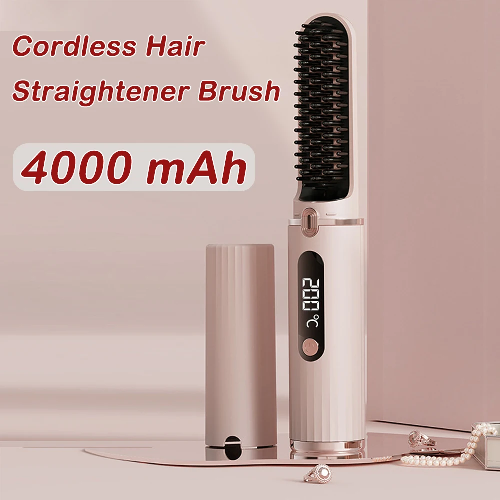 Cordless Hair Straightener Brush for Women Electric Hair Brushes Comb,