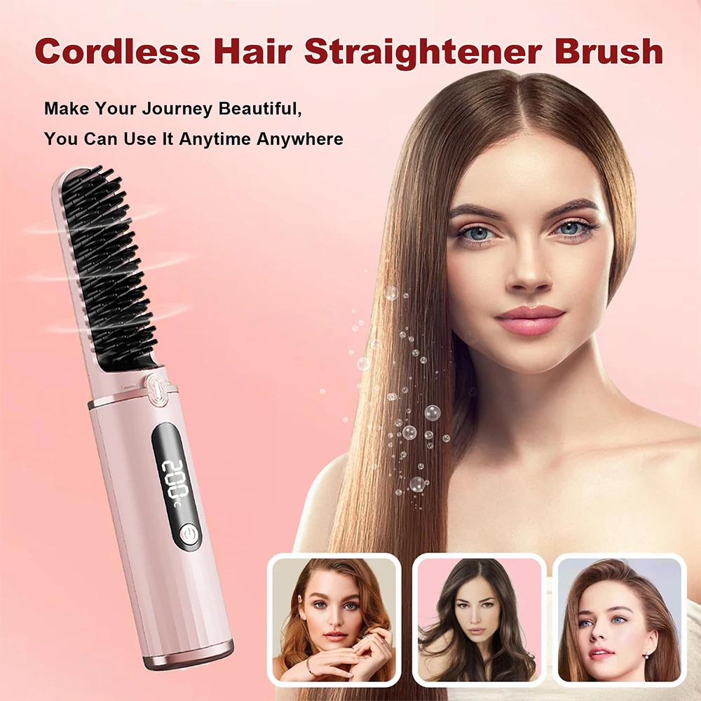 Cordless Hair Straightener Brush for Women Electric Hair Brushes Comb,