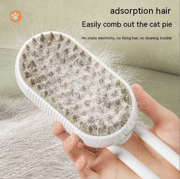 Pet Spray Comb for Cats and Dogs Pet Electric Spray Hair Removal Comb One Key Spray Anti-Flying Massage Brush, Clean Massage