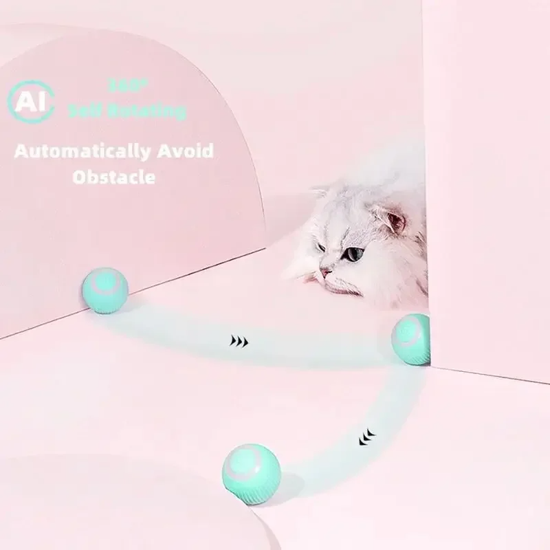 Smart Cat Rolling Ball Toys Rechargeable Cat Toys Ball Motion Ball Self-moving Kitten Toys for Indoor Interactive Playing 2024